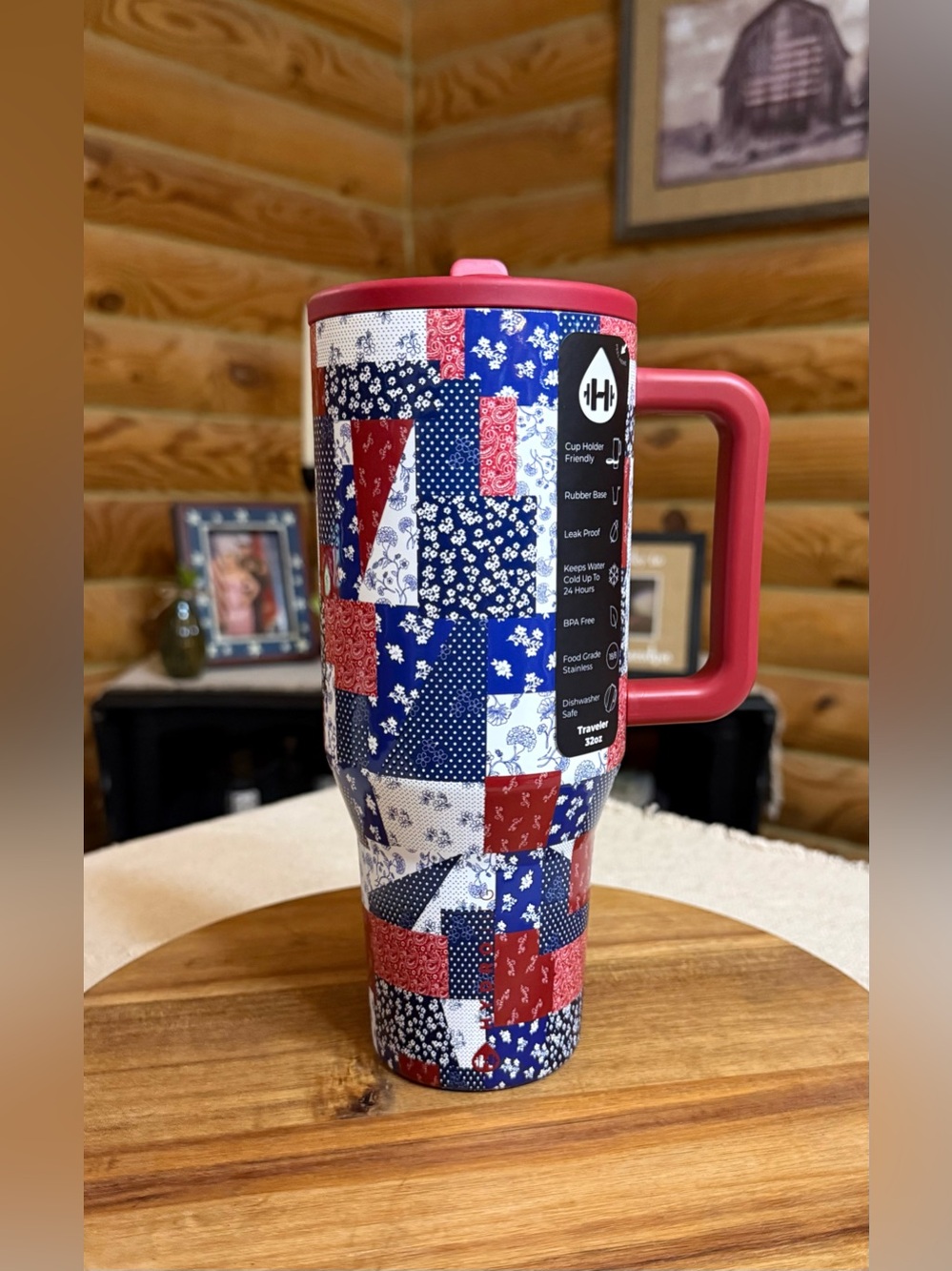 QUILTED AMERICANA HydroJug 32oz Traveler Straw Tumbler • LIMITED EDITION